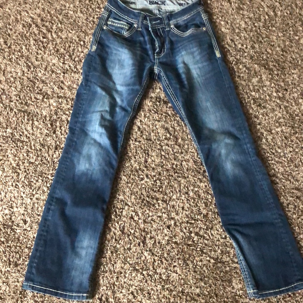 Buckle black bootleg jeans. 30x32